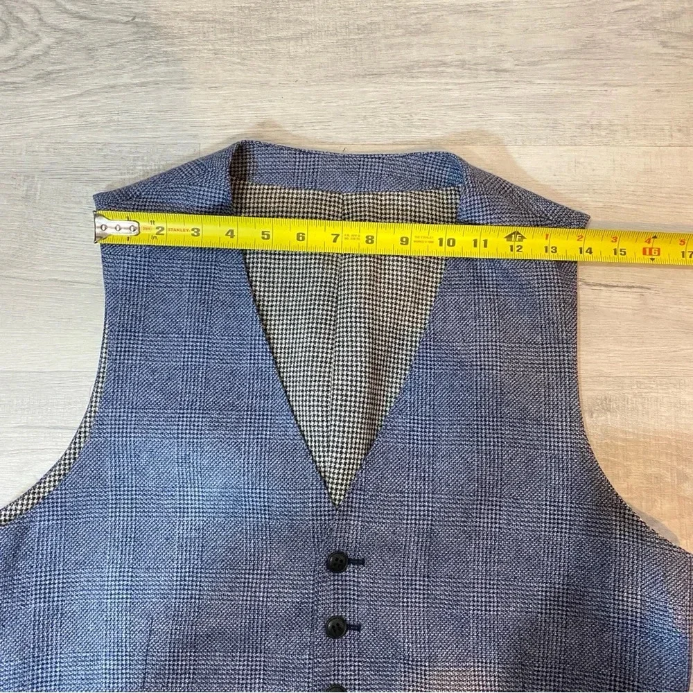 Tailored Blue Grey Formal Tweed Vest or Waistcoat
